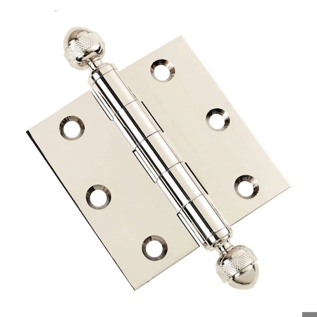 Embassy 3 x 3 Solid Brass Hinge, Polished Nickel Finish with Acorn Tips 3030US14A-1